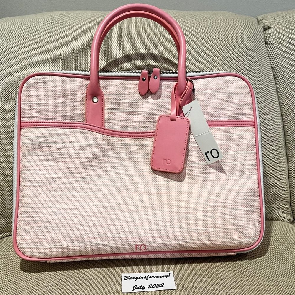 New ro Lulu Laptop Case, Jade Camellia - Many Pockets, Shoulder Strap, Leather